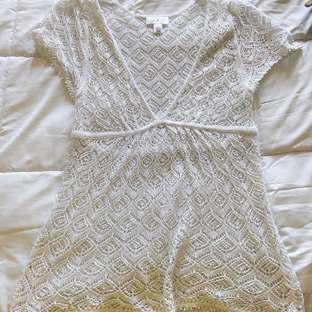 Loft White Crochet Top in Small